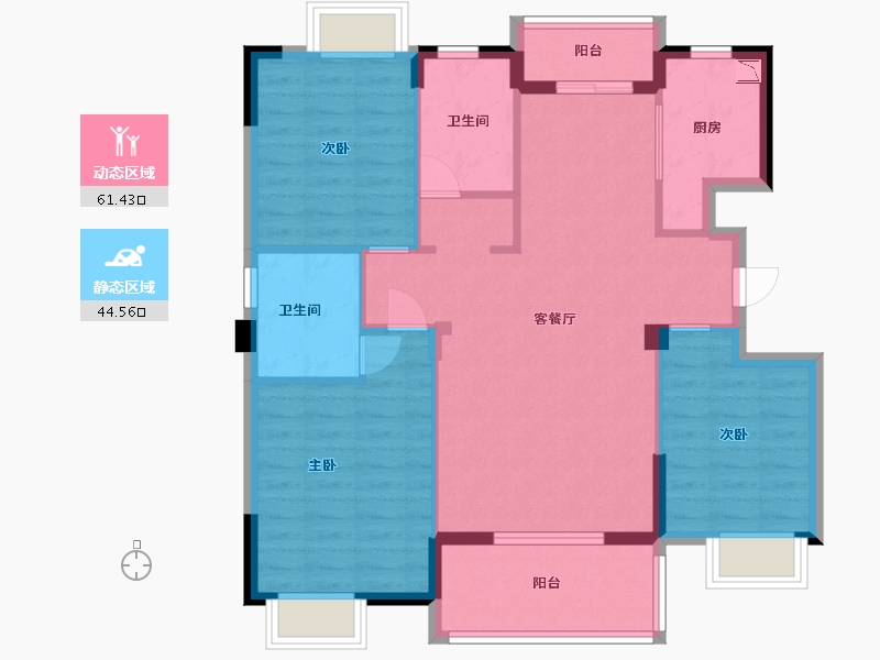 江西省-九江市-克拉首座-95.50-户型库-动静分区