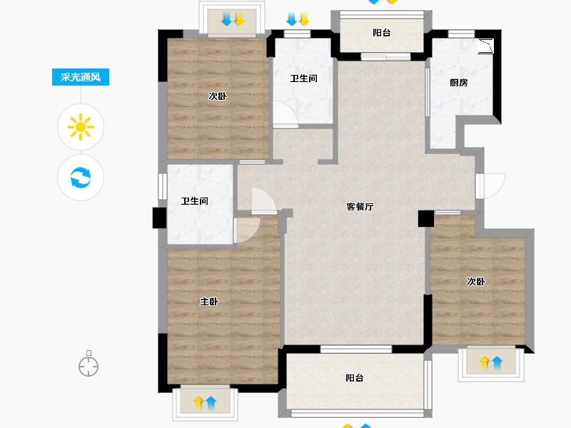 江西省-九江市-克拉首座-95.50-户型库-采光通风