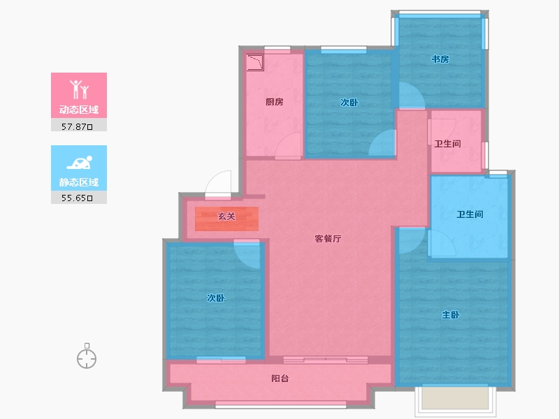 浙江省-宁波市-富力·湖滨天地-102.00-户型库-动静分区