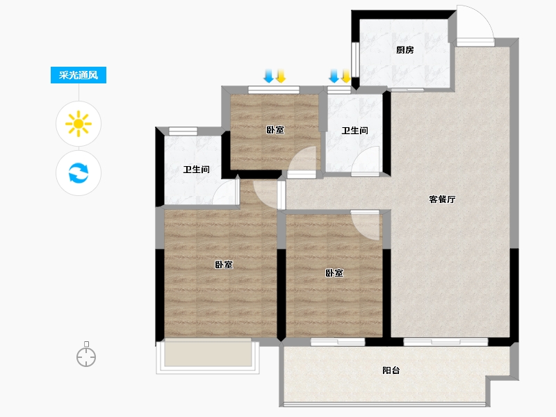 江苏省-盐城市-佳源广场-87.00-户型库-采光通风