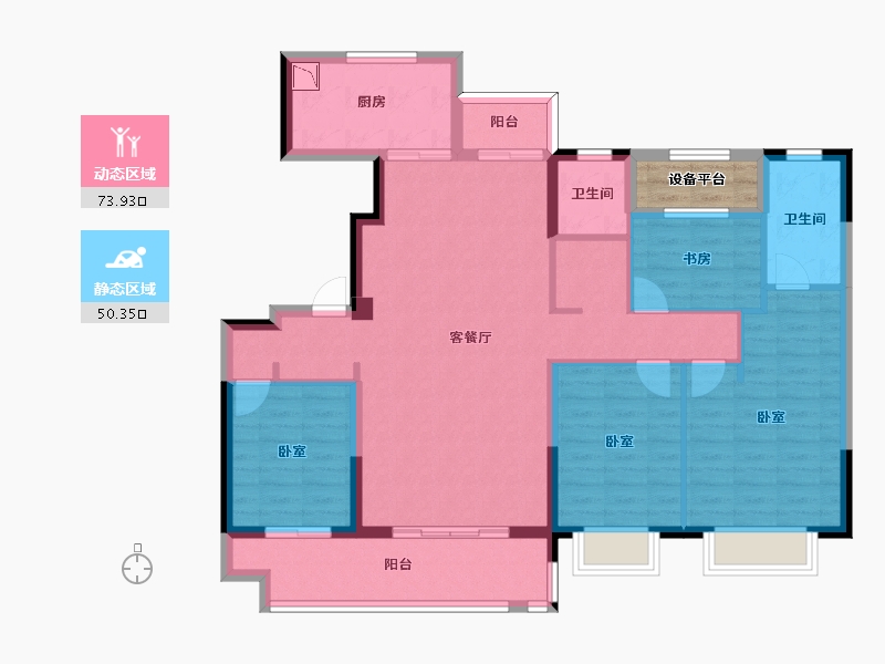 浙江省-宁波市-阅江府-114.00-户型库-动静分区