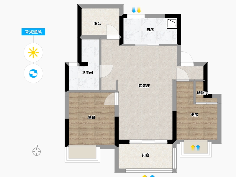 安徽省-合肥市-江山庐州印-63.31-户型库-采光通风