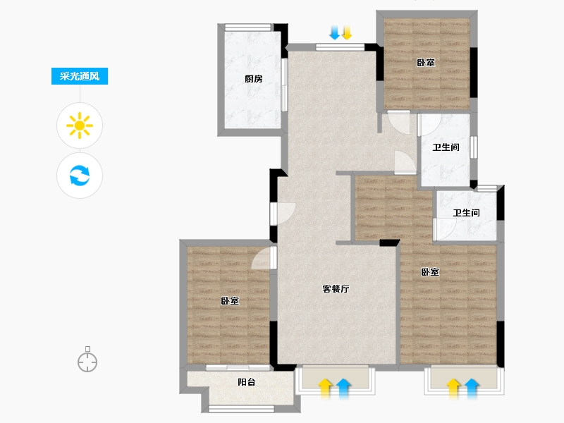 浙江省-湖州市-大家仁皇府九莲-104.00-户型库-采光通风