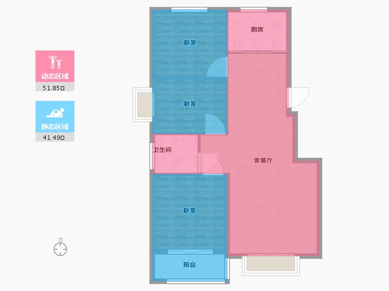 山东省-淄博市-博晨盛园-85.54-户型库-动静分区