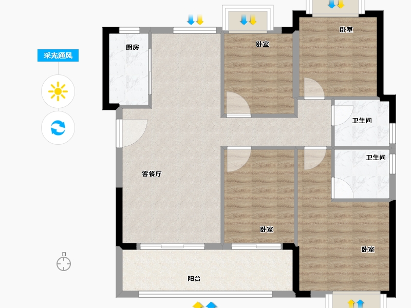 福建省-泉州市-鼎盛城上城-98.00-户型库-采光通风