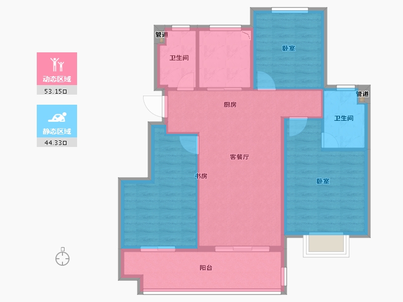 安徽省-淮南市-中南春风南岸-88.00-户型库-动静分区