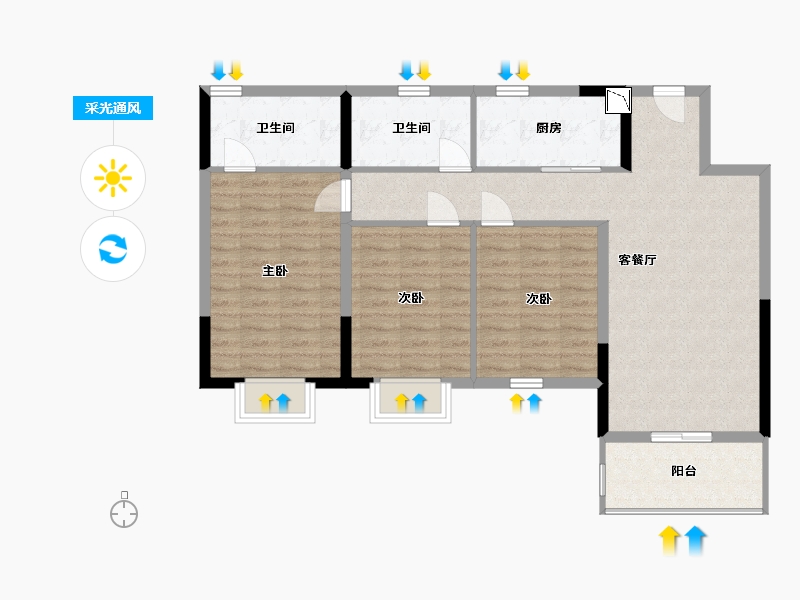 江西省-南昌市-新力青岚湾-93.00-户型库-采光通风