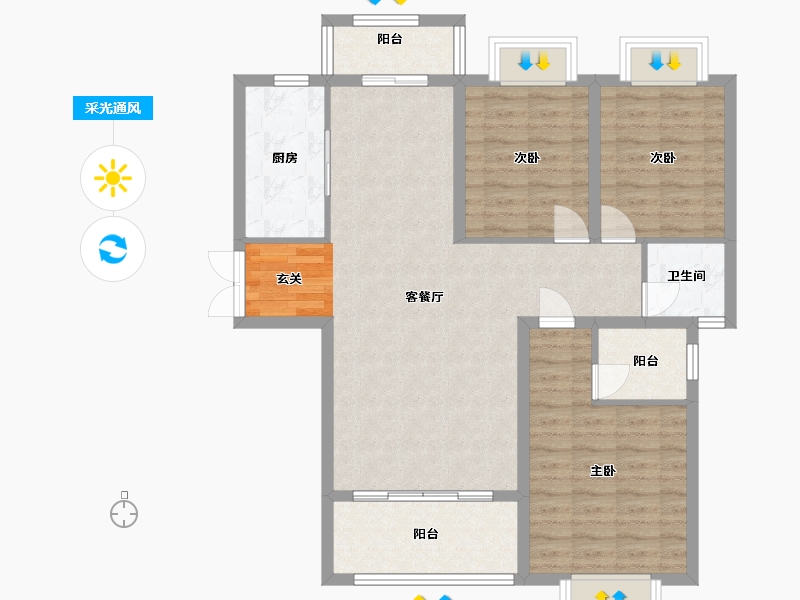 江西省-南昌市-盛辉国际-96.90-户型库-采光通风