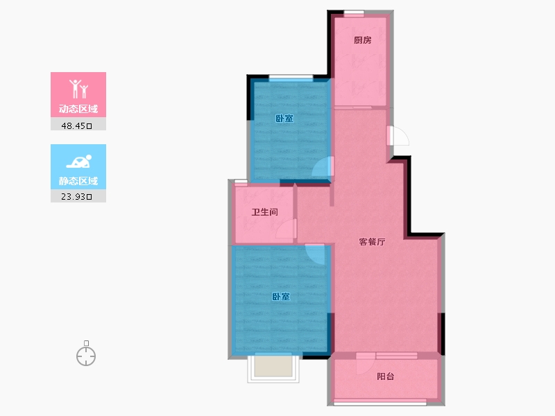 山东省-青岛市-鑫江花漾里-64.00-户型库-动静分区