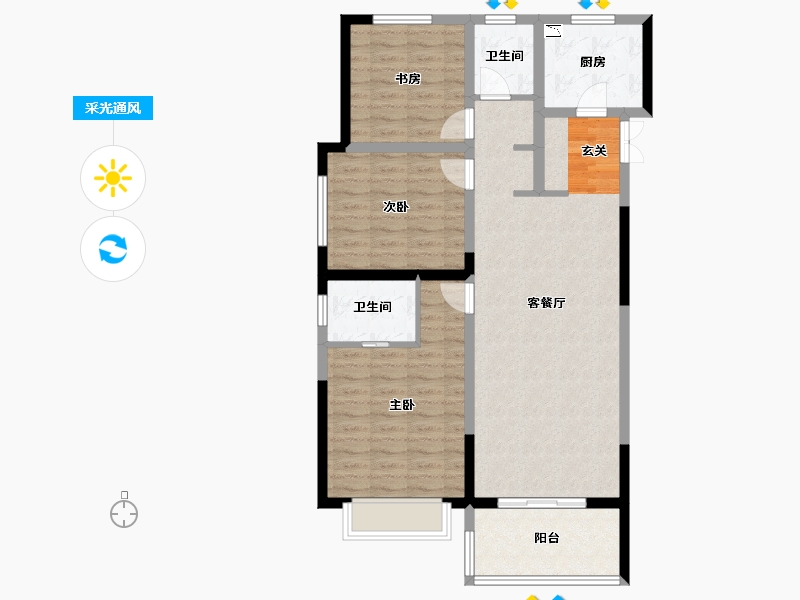 安徽省-阜阳市-天筑郦城-93.28-户型库-采光通风