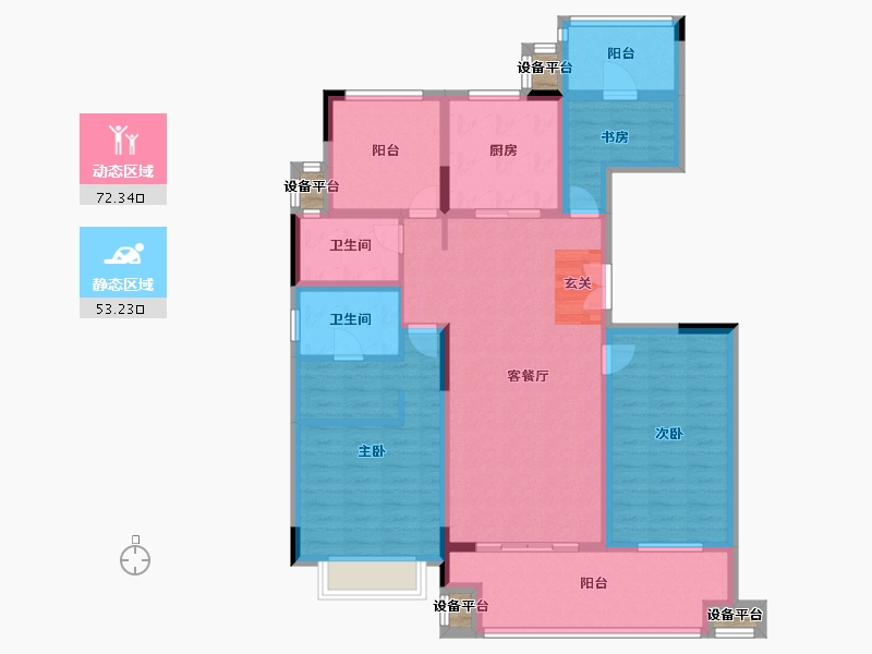 江苏省-常州市-绿地武宜珑庭-113.53-户型库-动静分区