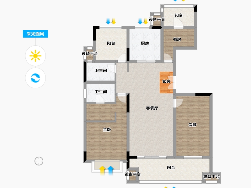 江苏省-常州市-绿地武宜珑庭-113.53-户型库-采光通风