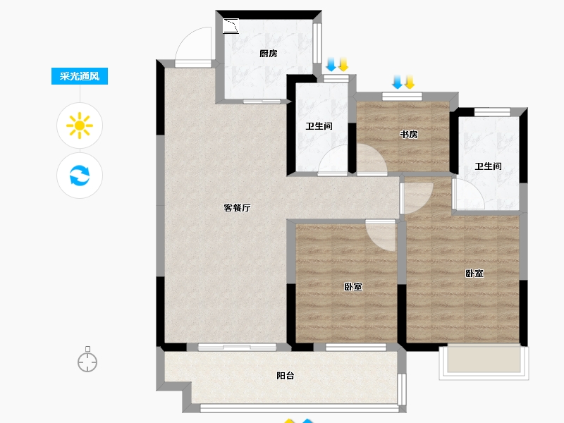 浙江省-金华市-锦绣东方·国风小镇-86.00-户型库-采光通风