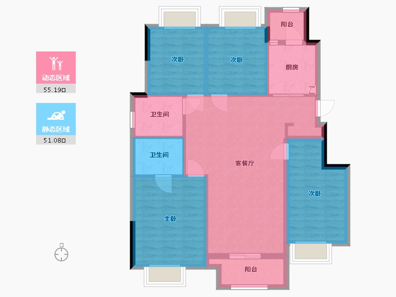 重庆-undefined-合景融创璟月台-95.85-户型库-动静分区