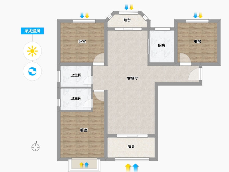 浙江省-衢州市-清泰半山半岛-90.01-户型库-采光通风