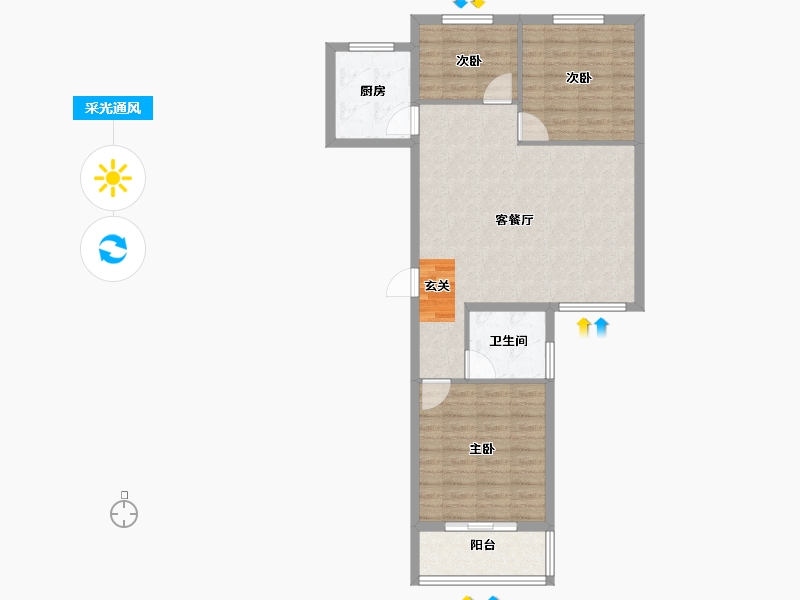 安徽省-阜阳市-春益雅苑二期-77.99-户型库-采光通风