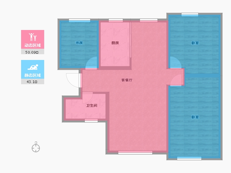 新疆维吾尔自治区-乌鲁木齐市-舒家苑-83.61-户型库-动静分区