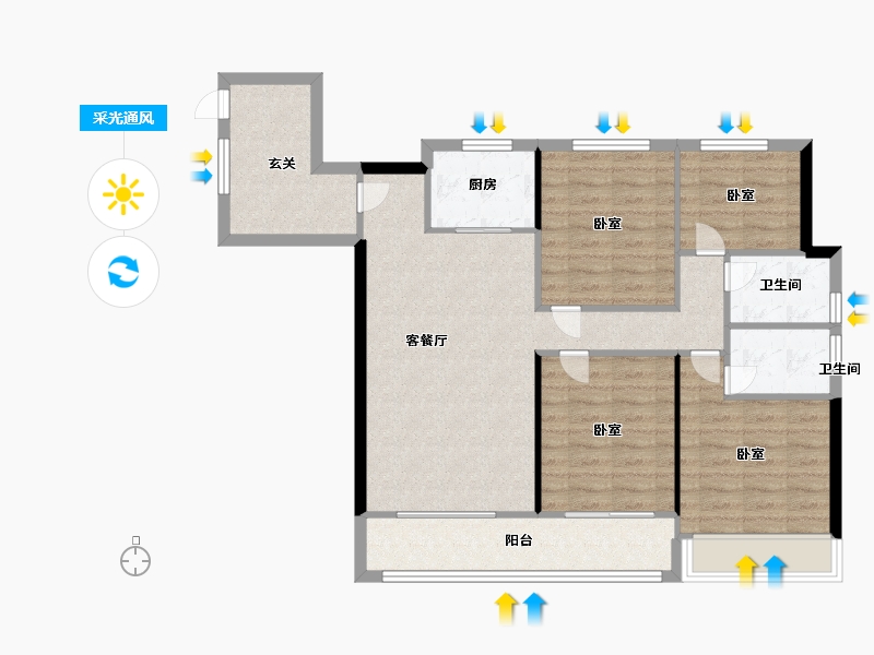 浙江省-温州市-新天和家园-94.00-户型库-采光通风