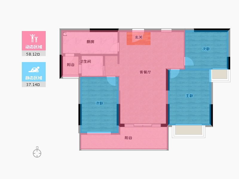 安徽省-阜阳市-碧桂园·黄金时代-86.00-户型库-动静分区