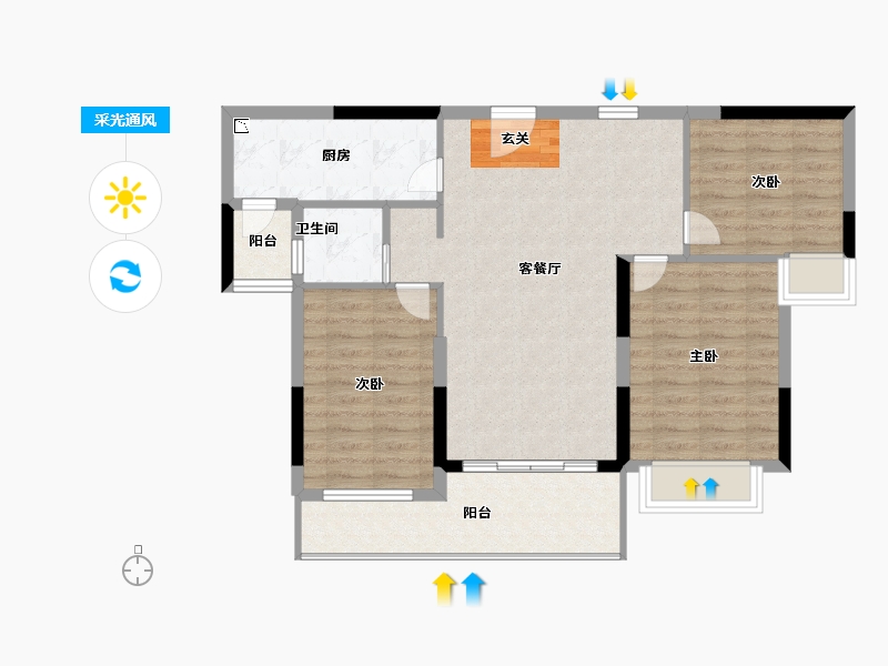 安徽省-阜阳市-碧桂园·黄金时代-86.00-户型库-采光通风