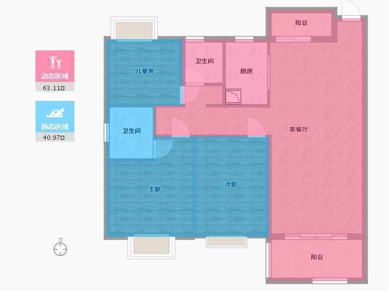 江西省-南昌市-碧桂园中江温泉城-94.00-户型库-动静分区