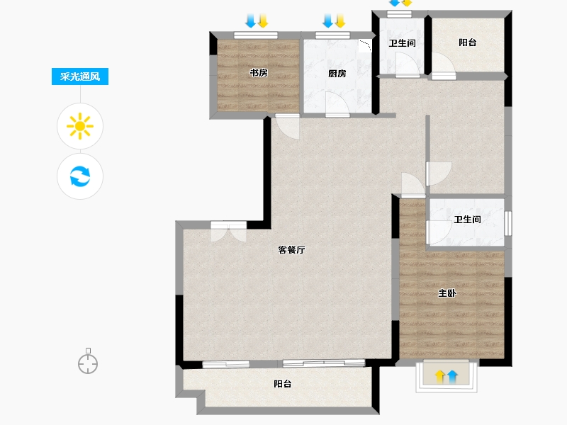 安徽省-合肥市-江山庐州印-101.40-户型库-采光通风