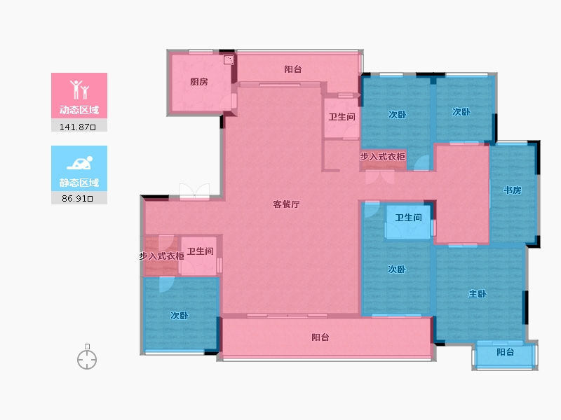 江苏省-南京市-大鱼VILLA-208.00-户型库-动静分区