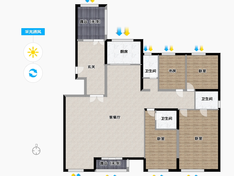 宁夏回族自治区-银川市-宝湖海悦-205.93-户型库-采光通风