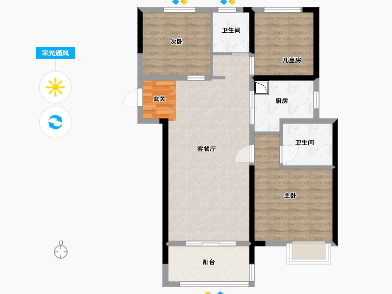 江西省-南昌市-保利洪都里-86.40-户型库-采光通风