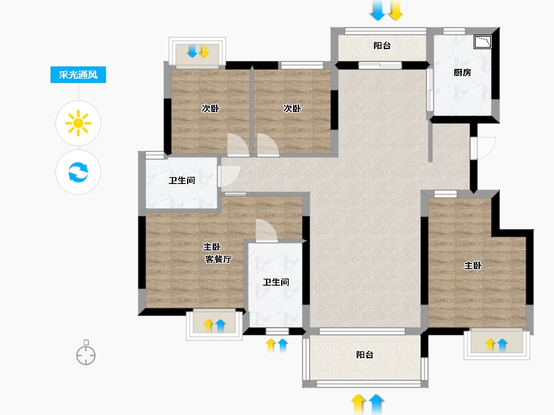 江西省-南昌市-保利洪都里-108.00-户型库-采光通风