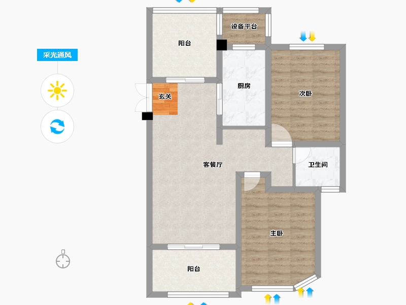 江苏省-常州市-绿地武宜珑庭-82.01-户型库-采光通风