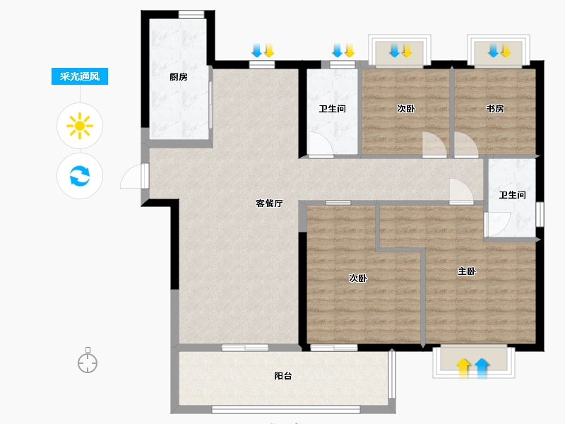 江西省-九江市-美的天铂湾-112.00-户型库-采光通风