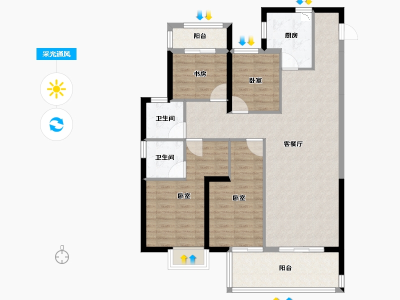 福建省-莆田市-滨溪正荣府-101.00-户型库-采光通风