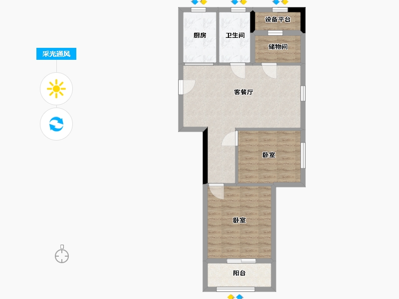 浙江省-嘉兴市-洛塘滨河郡-66.53-户型库-采光通风