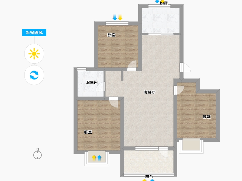 山东省-青岛市-和达虹湾-70.99-户型库-采光通风