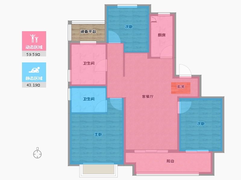 浙江省-宁波市-富力·湖滨天地-95.01-户型库-动静分区