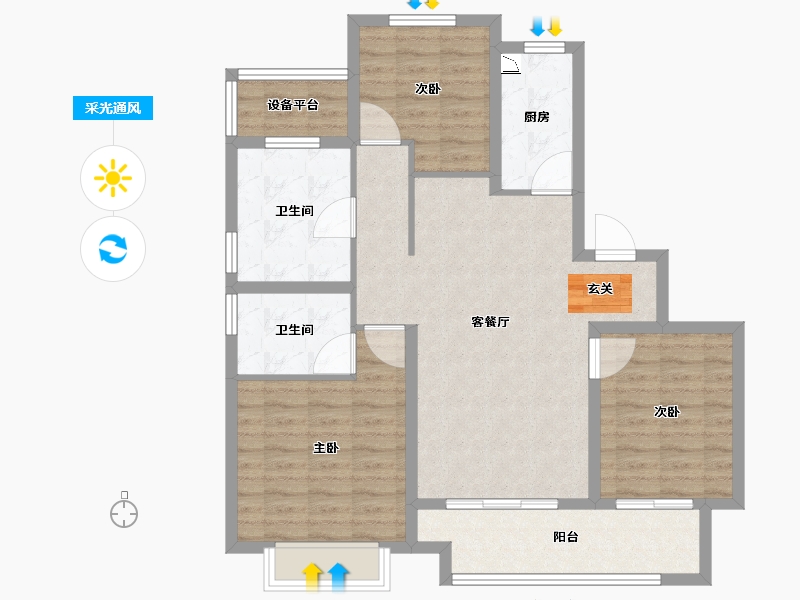 浙江省-宁波市-富力·湖滨天地-95.01-户型库-采光通风