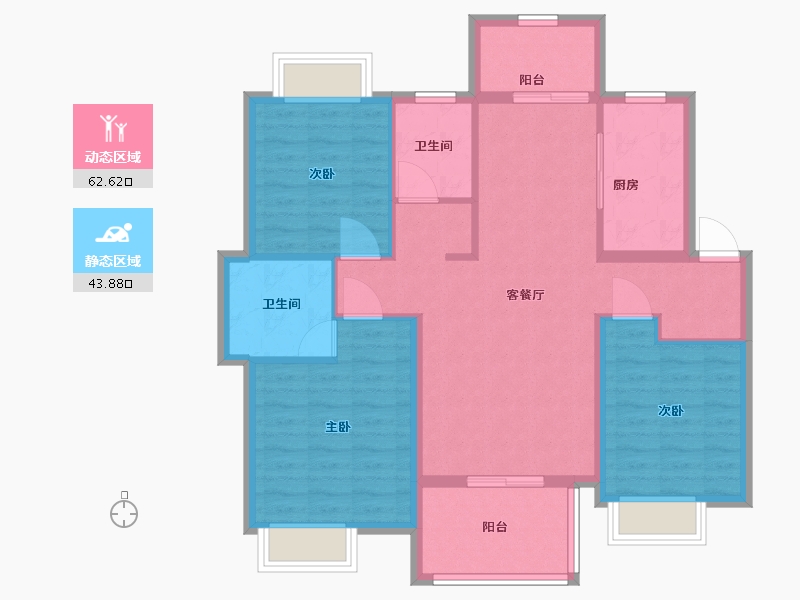 江西省-南昌市-东投阳光城-95.80-户型库-动静分区