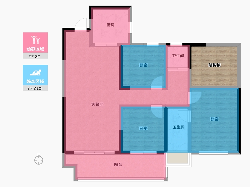 广西壮族自治区-玉林市-兴业碧桂园-92.24-户型库-动静分区