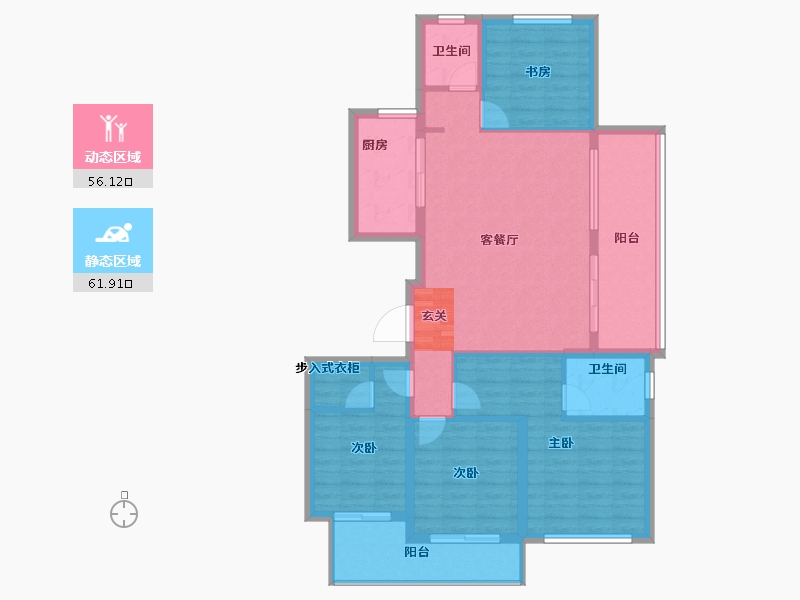 安徽省-阜阳市-同昇·西溪玫瑰-106.00-户型库-动静分区