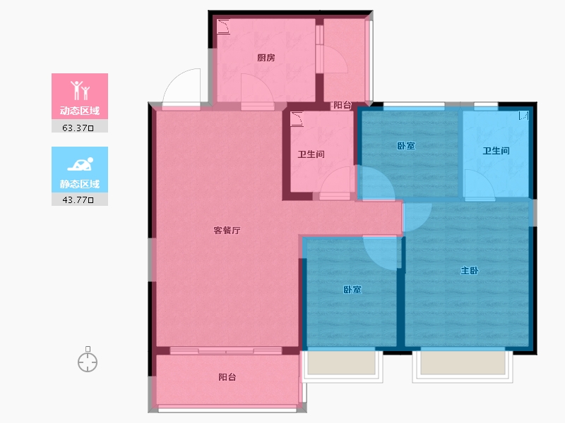 陕西省-咸阳市-咸阳·恒大珺睿府-96.00-户型库-动静分区