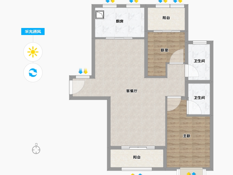 福建省-厦门市-泰禾首玺-90.01-户型库-采光通风