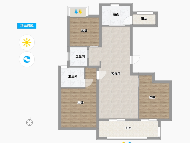 江西省-南昌市-文一锦门香溪南岸-89.60-户型库-采光通风