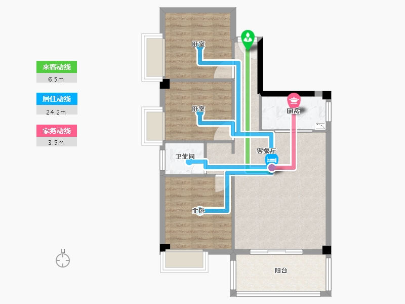 福建省-泉州市-永隆海上银滩-70.84-户型库-动静线