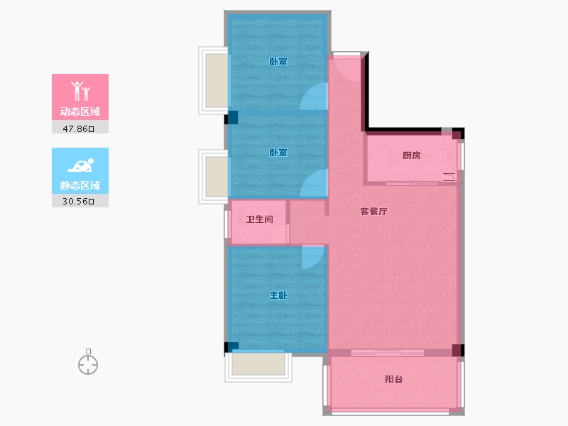 福建省-泉州市-永隆海上银滩-70.84-户型库-动静分区