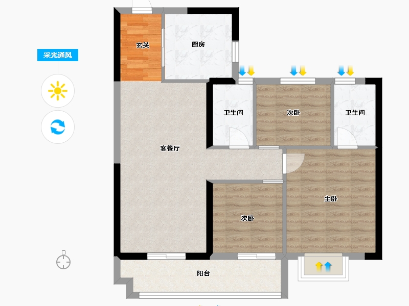 江西省-九江市-联发碧桂园·天璞-81.61-户型库-采光通风