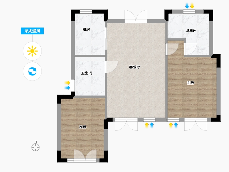 江西省-九江市-蓝城·云林春风-64.01-户型库-采光通风