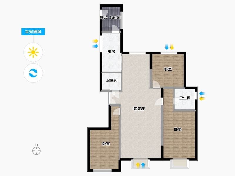 宁夏回族自治区-银川市-宝湖海悦-113.13-户型库-采光通风