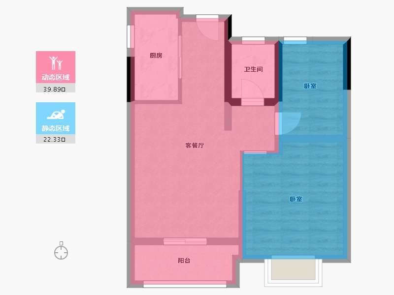 浙江省-嘉兴市-洛塘滨河郡-54.74-户型库-动静分区