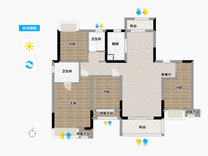 江西省-南昌市-新力睿园-107.20-户型库-采光通风